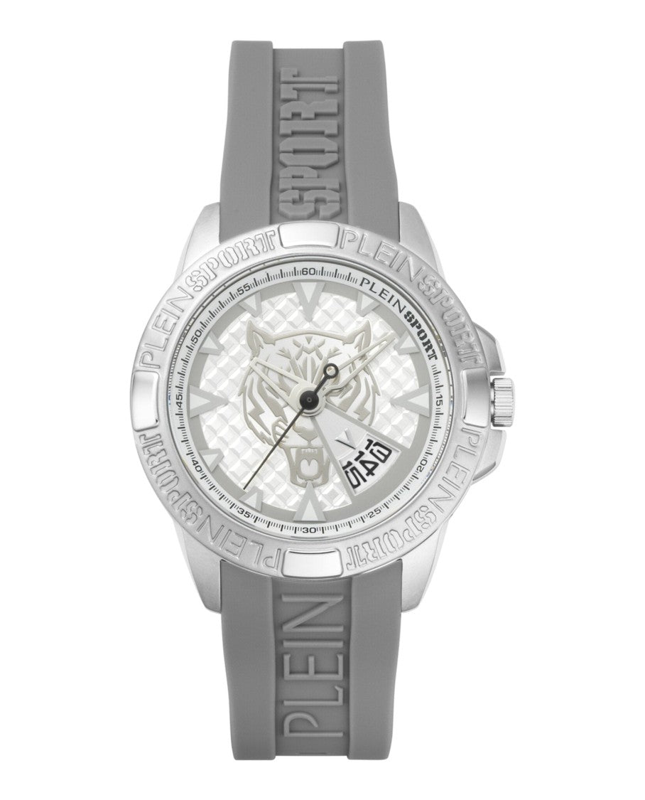 Plein Sport 44Mm Stainless Steel Plein Sport Watch With Silver Guilloche Dial