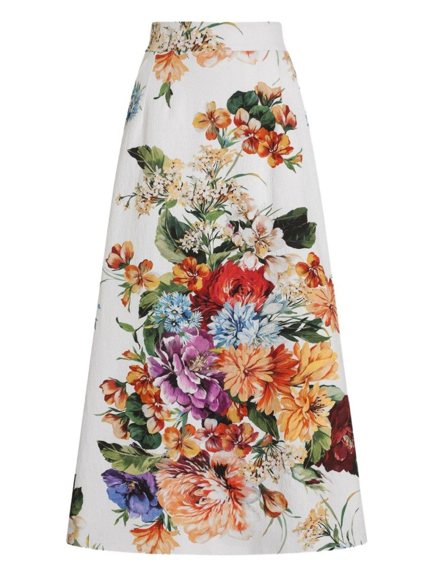 Dolce & Gabbana Floral Print Midi Skirt With Side Slit