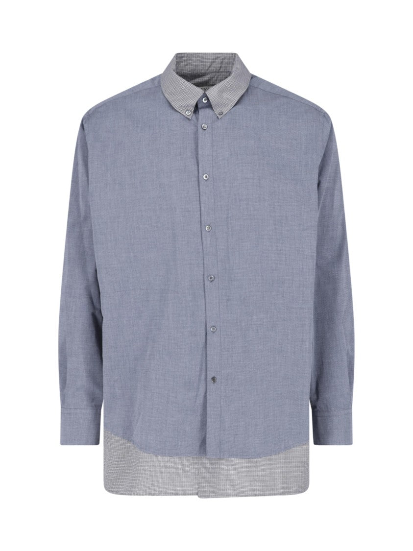 Maison Margiela Blue Cotton Layered Button-Down Shirt