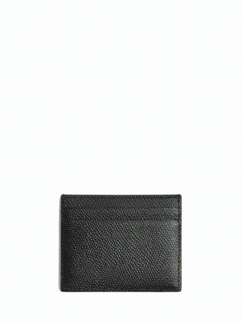 Valentino Garavani Textured Leather Cardholder With Metallic Logo Emblem