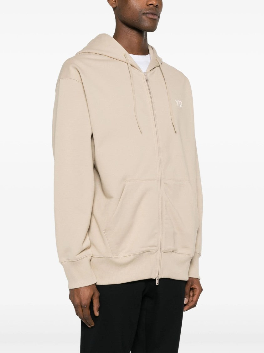 Y-3 Logo-Print Zip-Up Hoodie