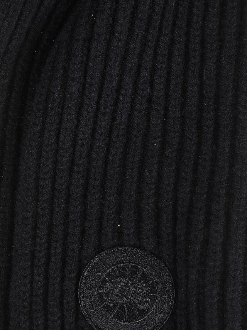 Canada Goose Ribbed Knit Scarf In Wool And Cashmere Blend
