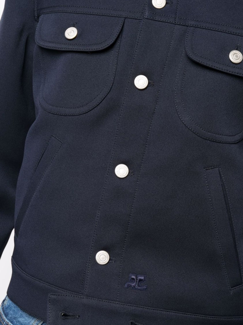 Courrèges Navy Blue Cotton Flap Pocket Jacket