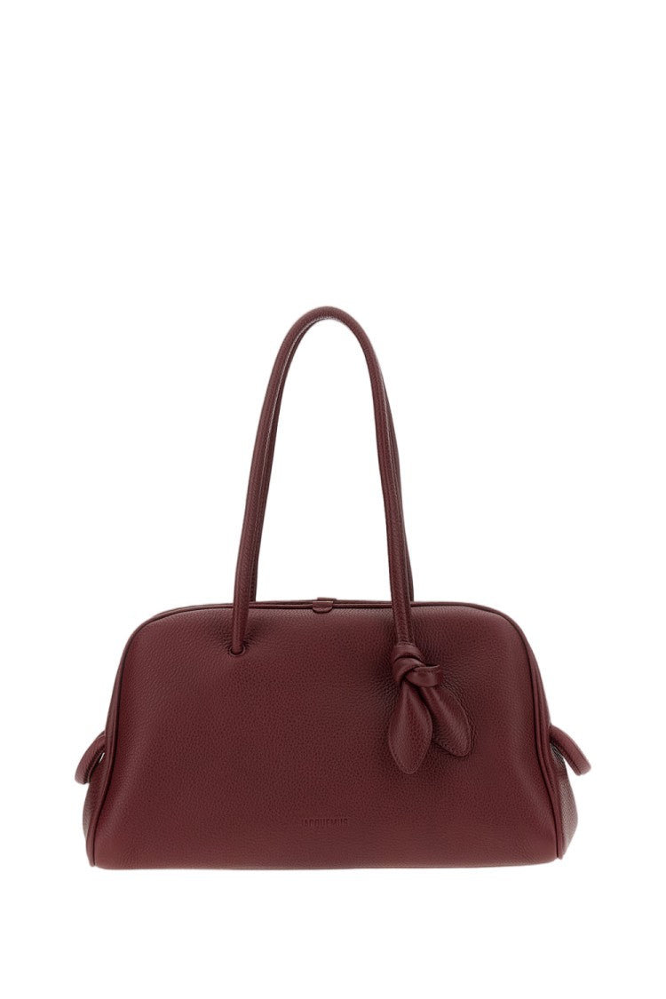 Jacquemus Red Pebbled Leather Bow Le Turismo Bowling Bag