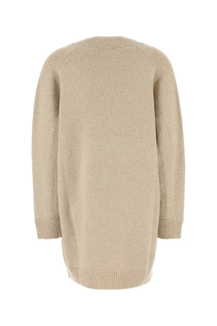 Versace Melange Beige Wool Blend Sweater Dress