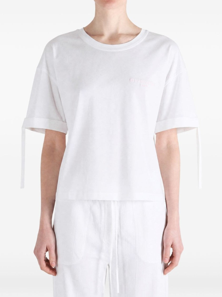Givenchy Boxy Cropped Ribbon Tie Top