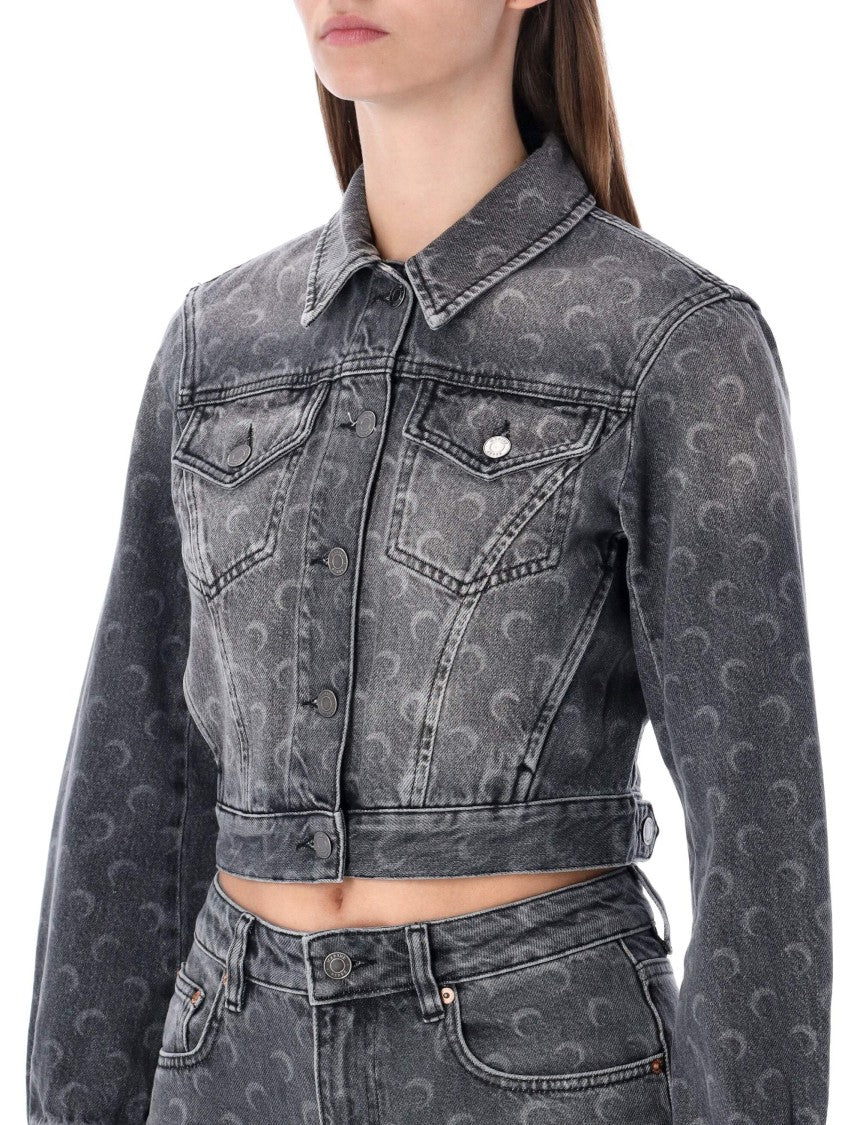 Marine Serre Grey Moon Allover Denim Jacket