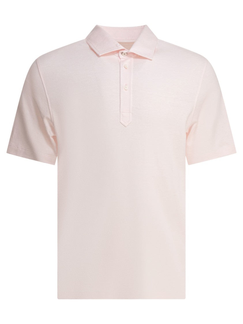 Brunello Cucinelli Short-Sleeve Polo Shirt In Light Pink
