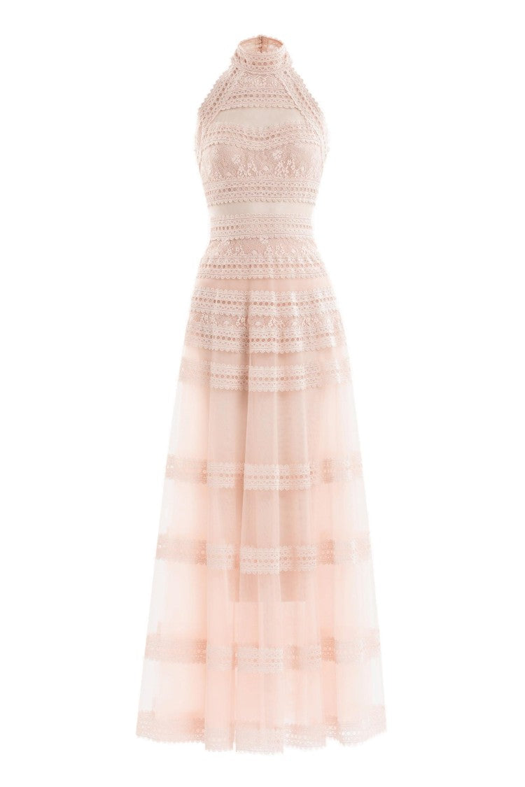 Saiid Kobeisy Lace Striped Long Dress