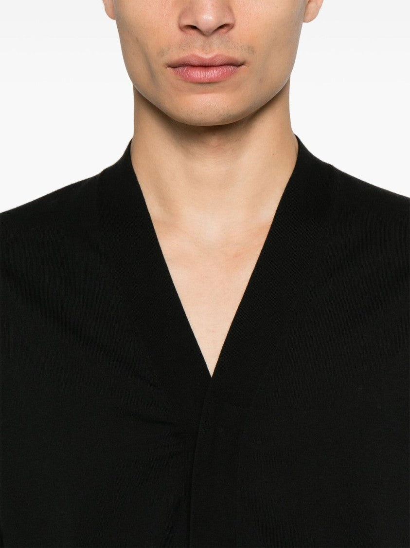 Paolo Pecora Black Cardigan Sweater With Minimalist V-Neck Design