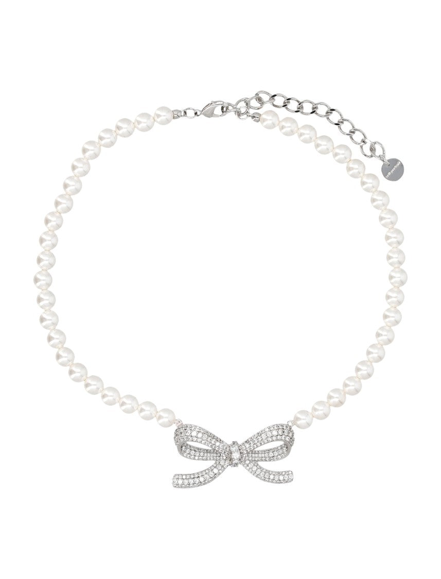 Self-Portrait Pearl Bow Necklace