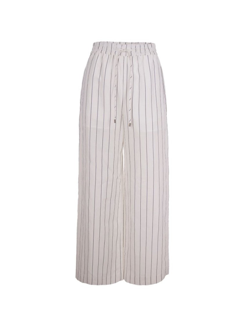 Liu Jo White Striped Elasticated Wide-Leg Pants