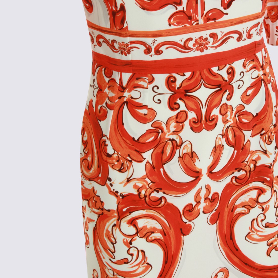 Dolce & Gabbana Baroque-Inspired Fitted Midi Dress With Three-Quarter Sleeves