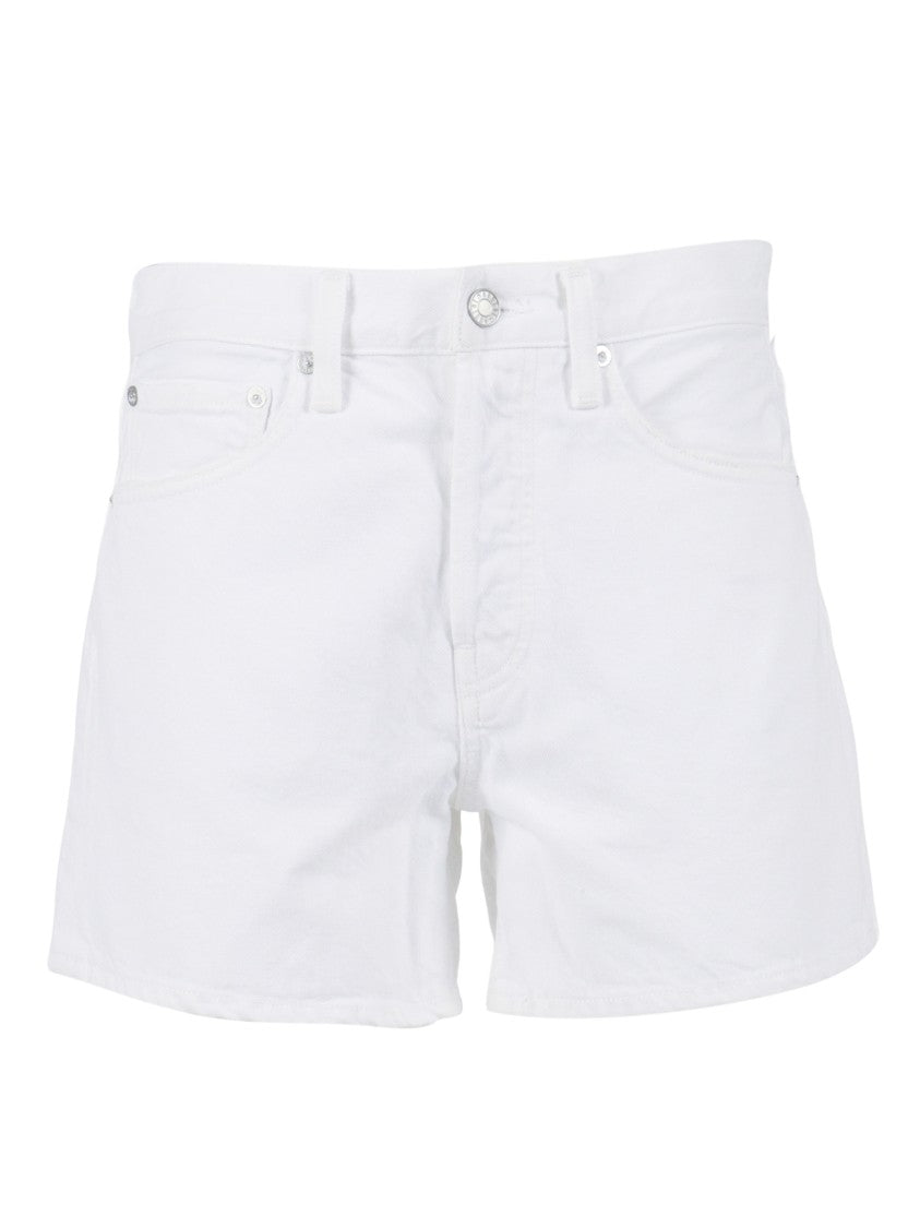 Agolde White Parker Five Pocket Denim Shorts