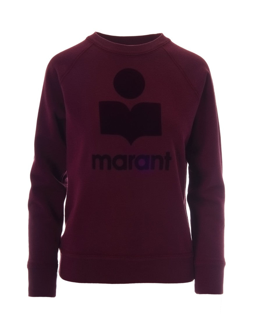 Isabel Marant Étoile Crew Neck Burgundy Sweatshirt With Flocked Logo Detail