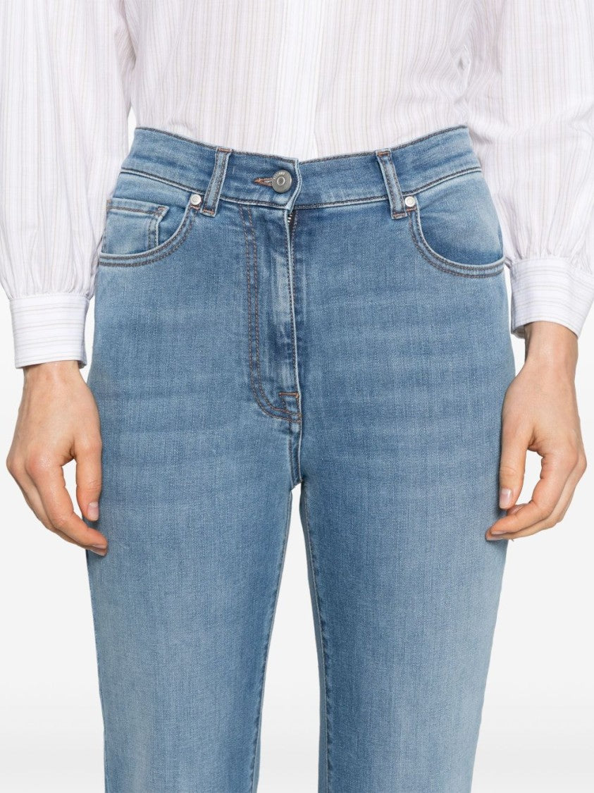 Peserico Tailored Blue Trousers With Five-Pocket Design