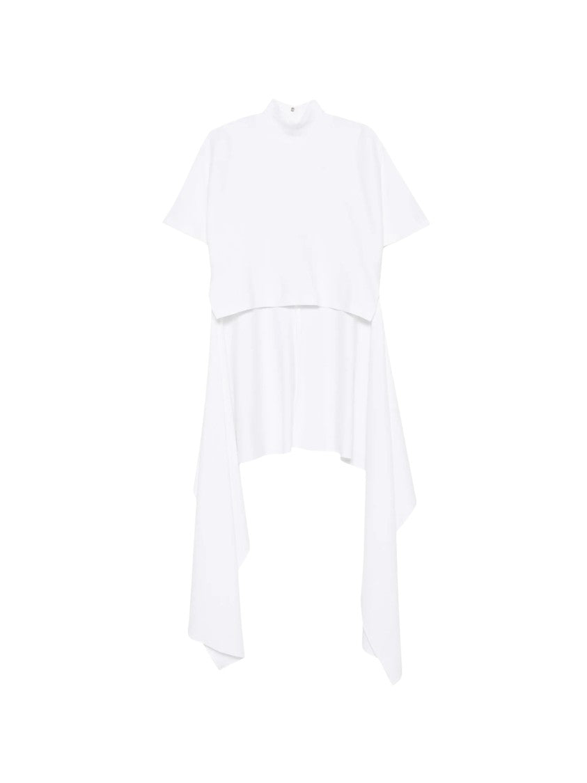 Alaïa Asymmetrical-Hem Draped High-Neck T-Shirt