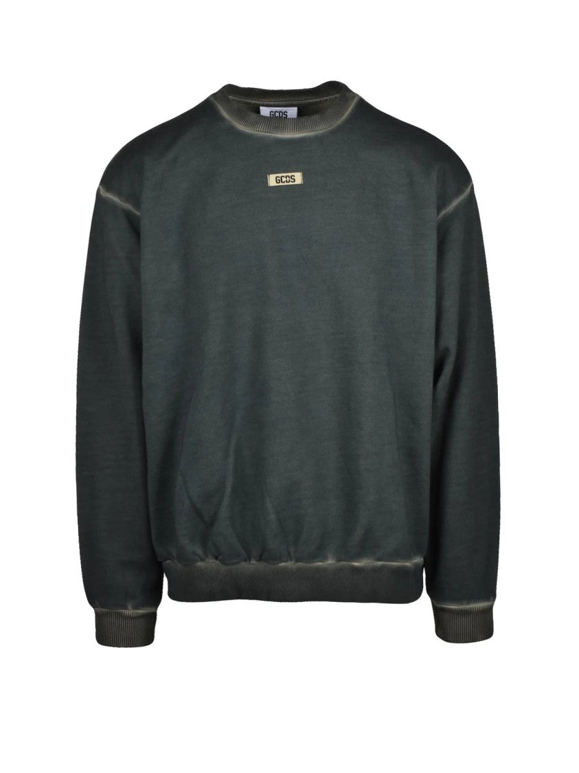 Gcds Green Cotton Distressed Sweatshirt