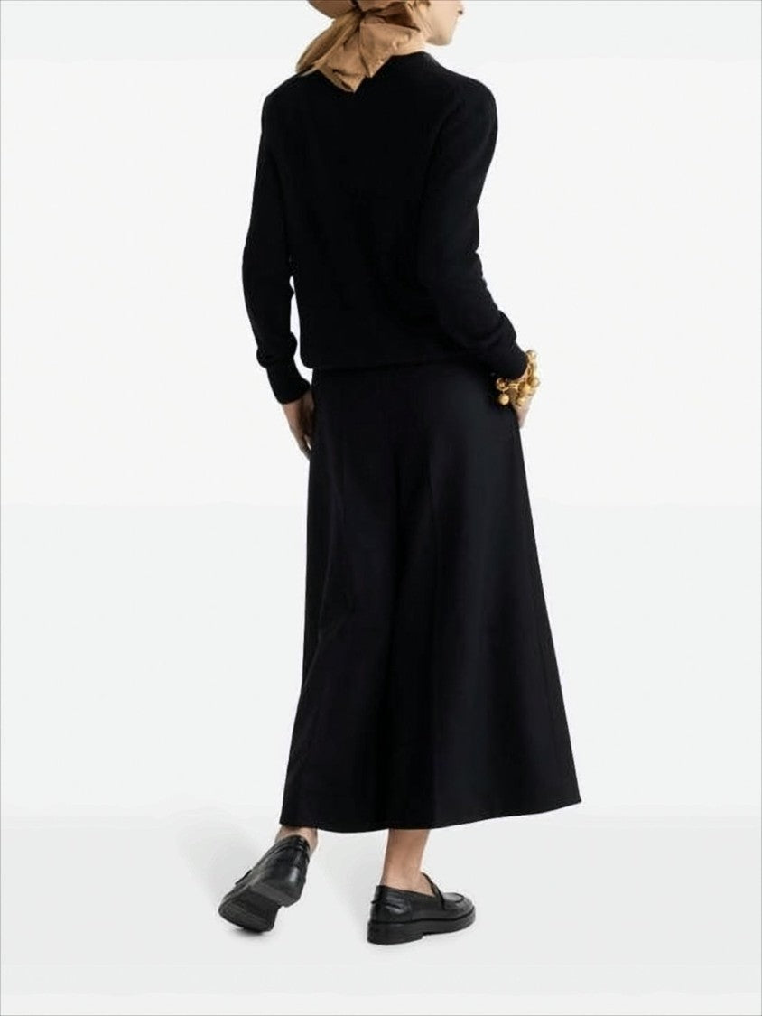 Patou Relaxed Black V-Neck Cardigan With Contrasting Chest Patch