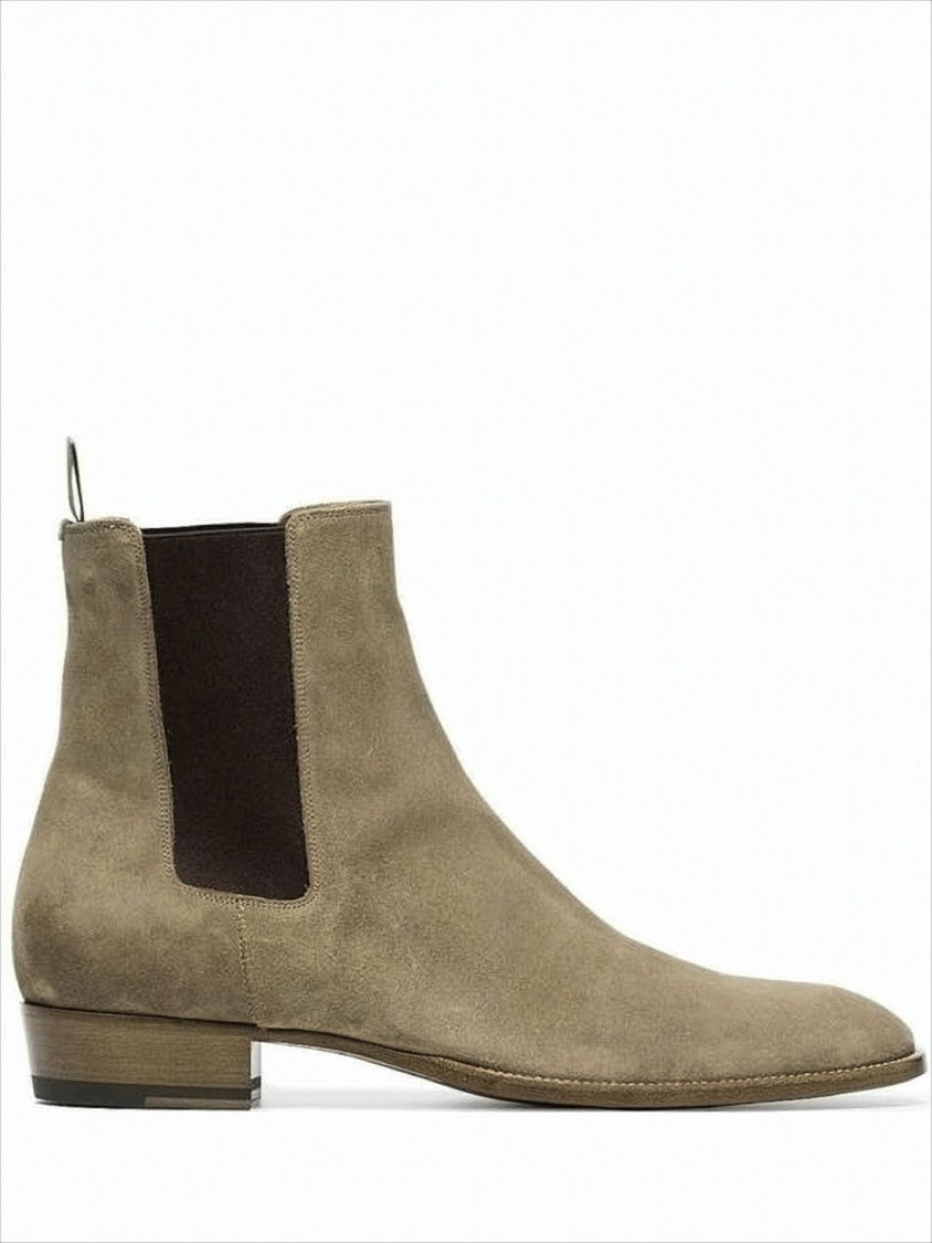 Saint Laurent Pointed Toe Calf Leather Ankle Boots