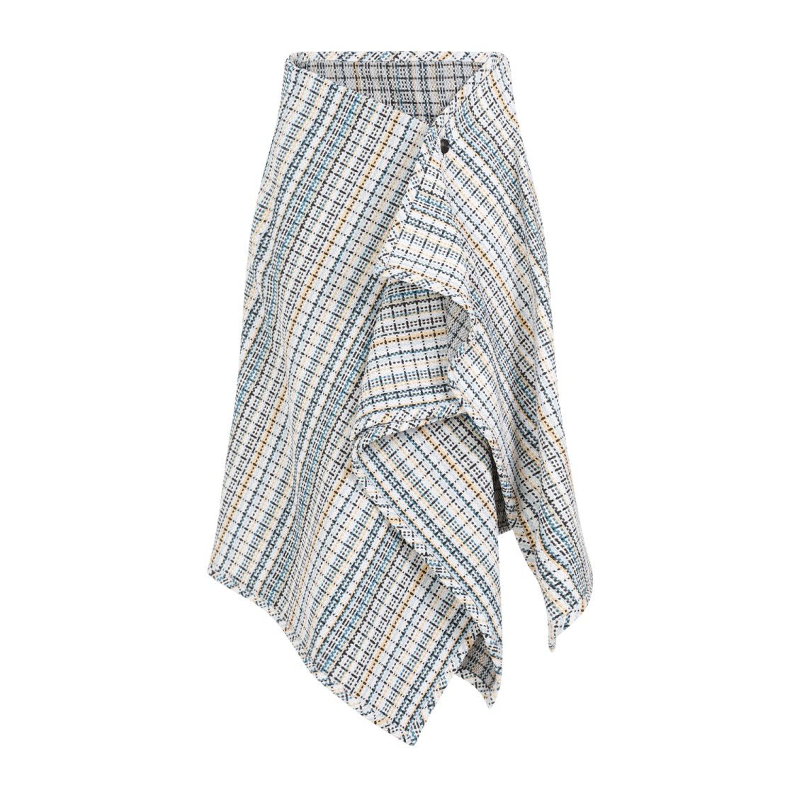 Bottega Veneta White Cotton Check Skirt