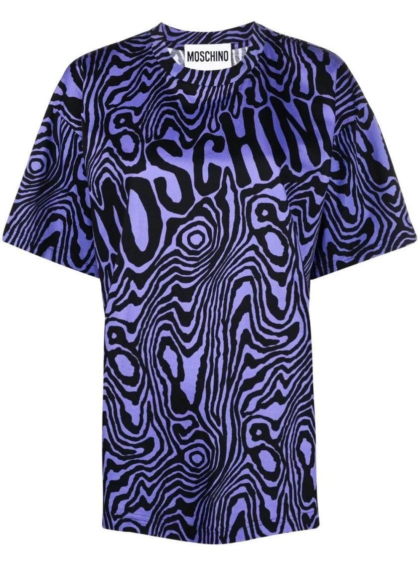 Moschino Abstract Wavy Pattern Short Sleeve T-Shirt By Moschino