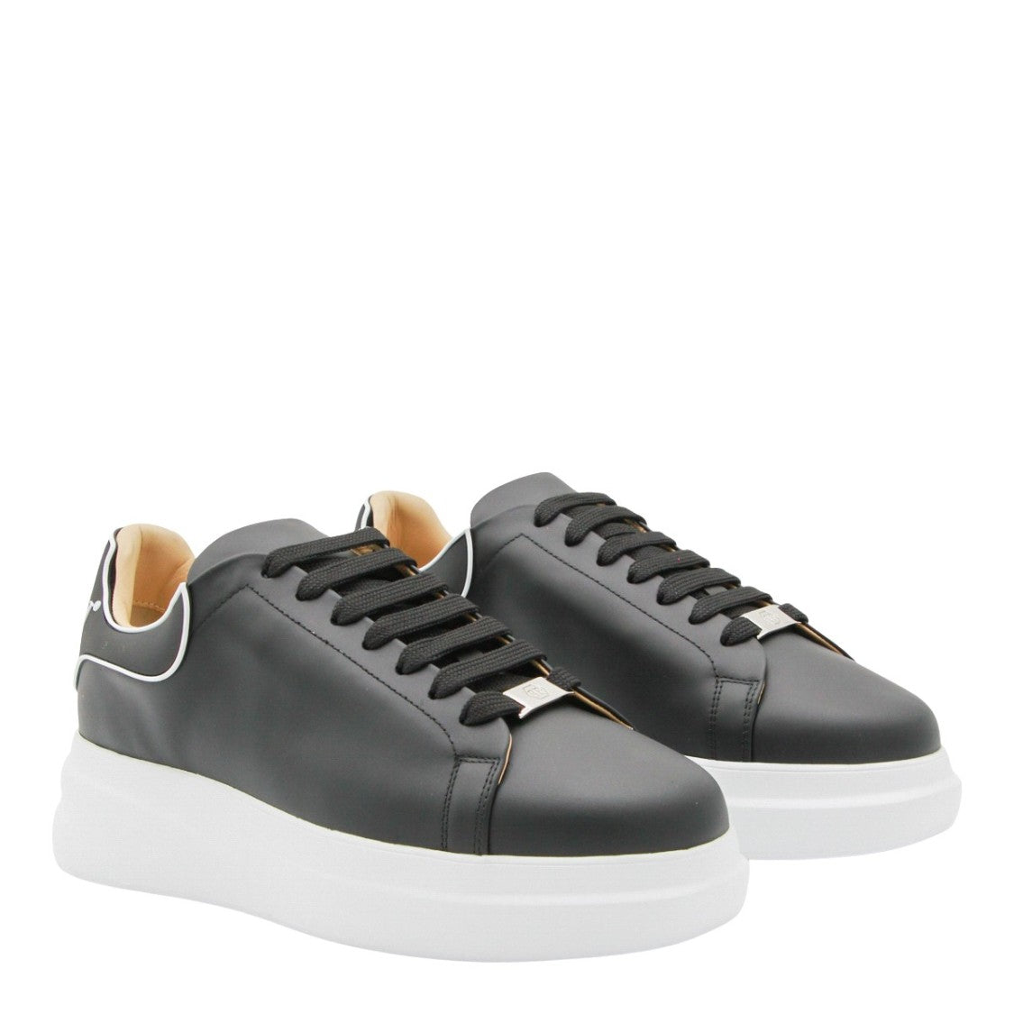 Philipp Plein Black Sneakers With Contrasting White Platform Sole