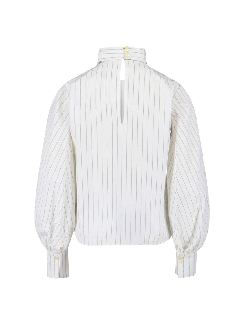 Finamore Striped Cotton Lavallière Shirt – White