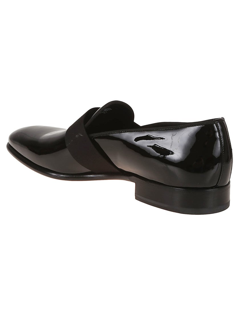 Santoni Patent Leather Moccasin With Tapered Toe Design