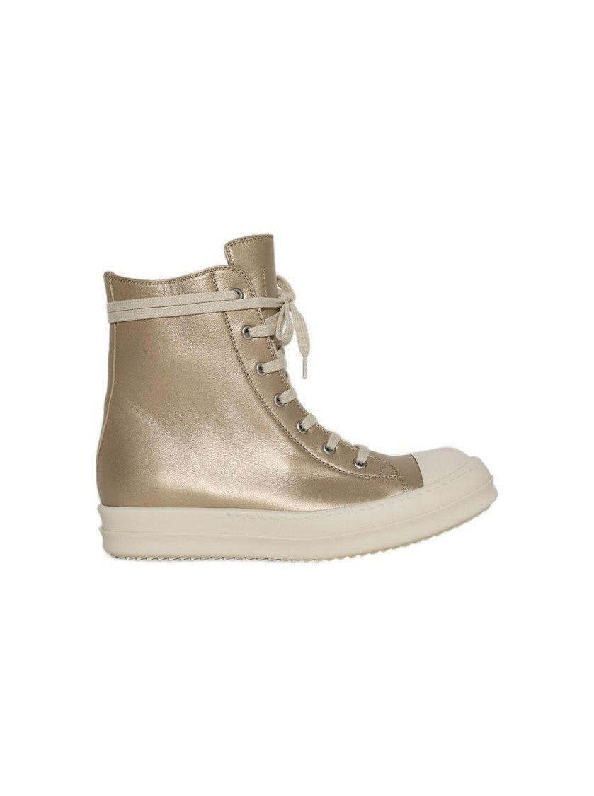 Rick Owens Hollywood High Top Sneakers Gold And Milk