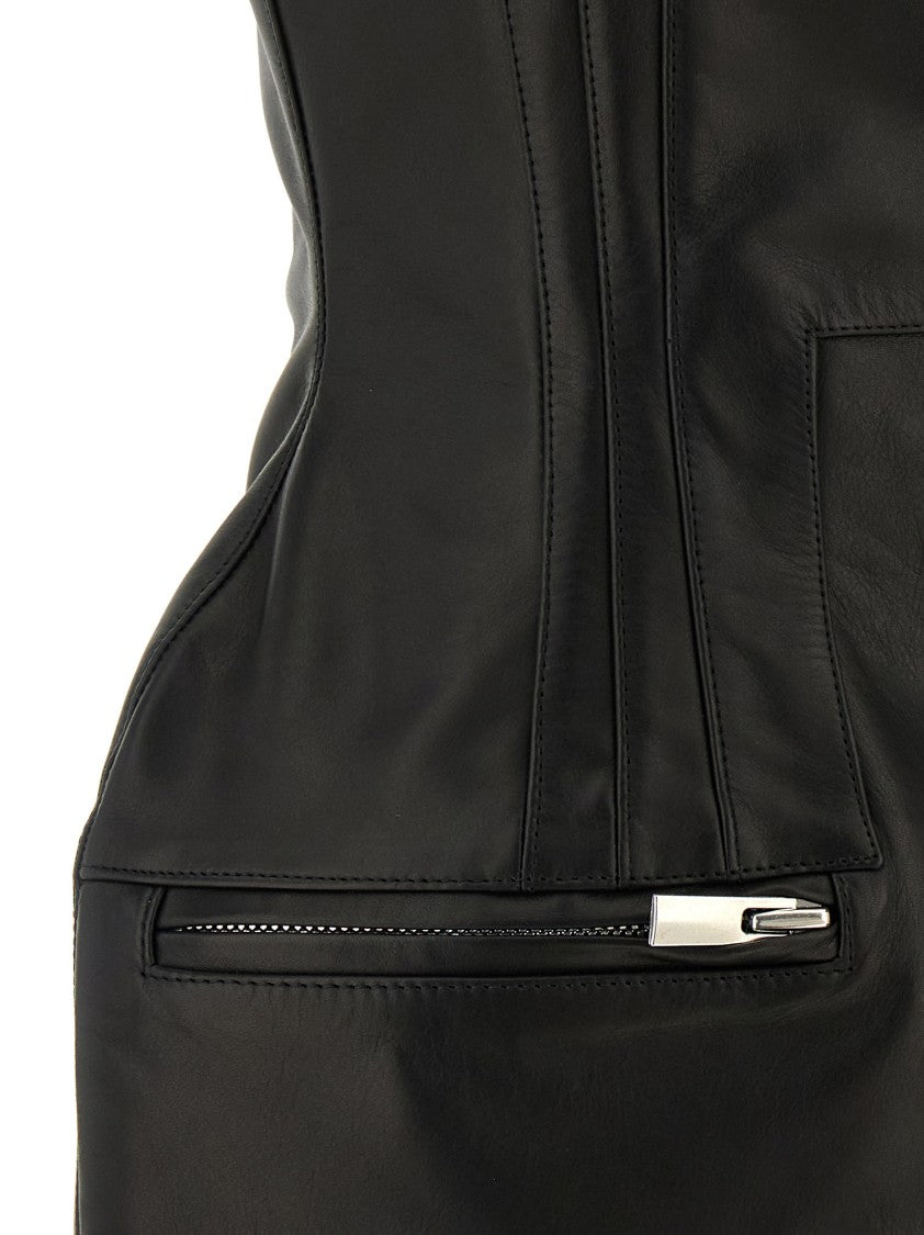 Magda Butrym Off-The-Shoulder Leather Mini Dress