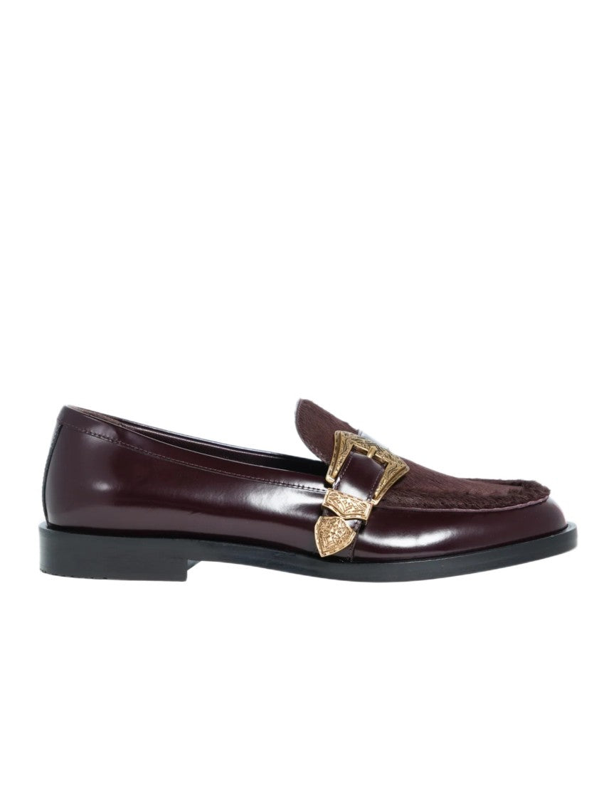 Roberto Festa Burgundy Leather Lira Loafer With Pony Hair Detail