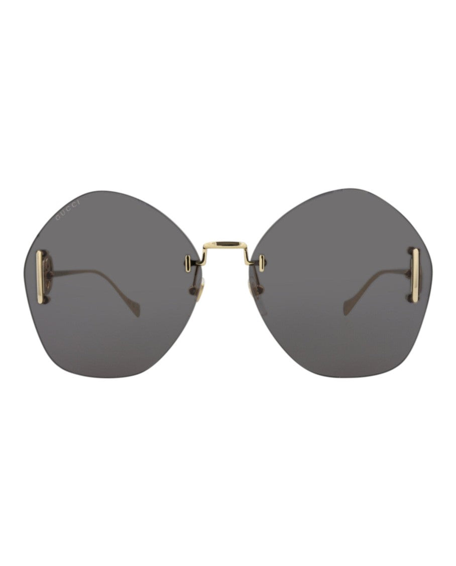 Gucci Round-Frame Metal Sunglasses With Jewel-Toned Velvet Case