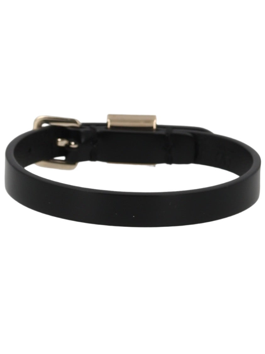 Valentino Garavani Rockstud Sleek Black Leather Studded Bracelet