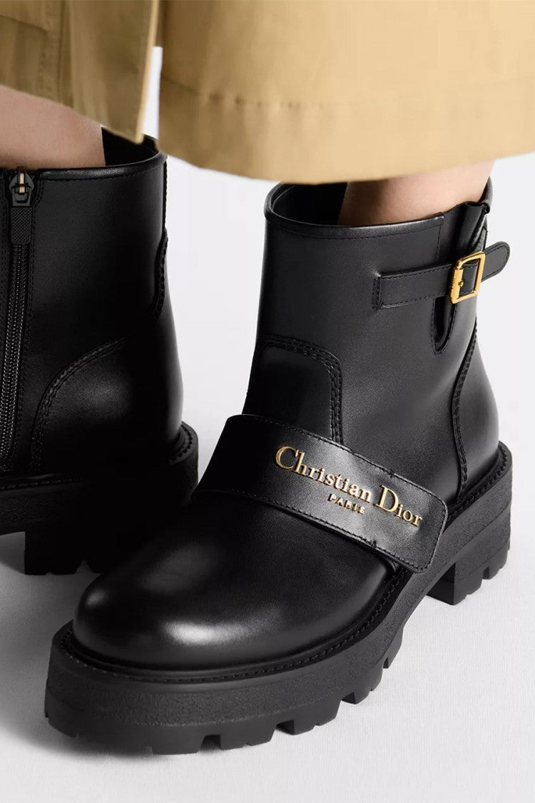Dior Black Chunky-Sole Calfskin Ankle Boots