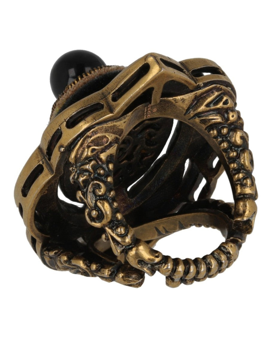 Gucci Velvet And Crystal Pincushion Ring