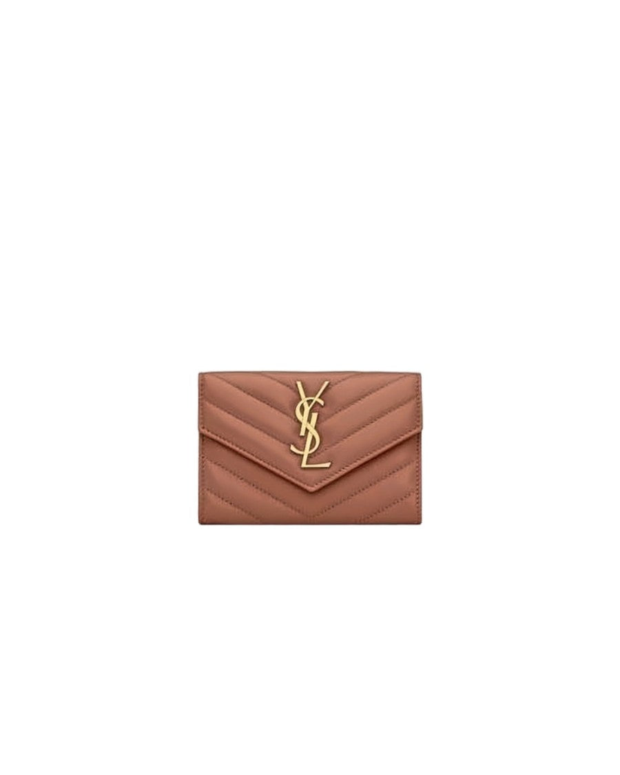 Saint Laurent Chevron Quilted Lambskin Leather Wallet