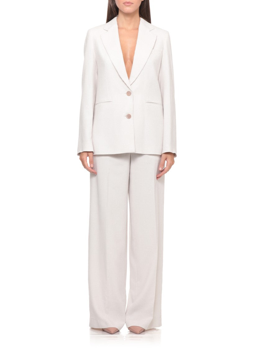 Peserico Ivory Peak Lapel Metallic Blazer