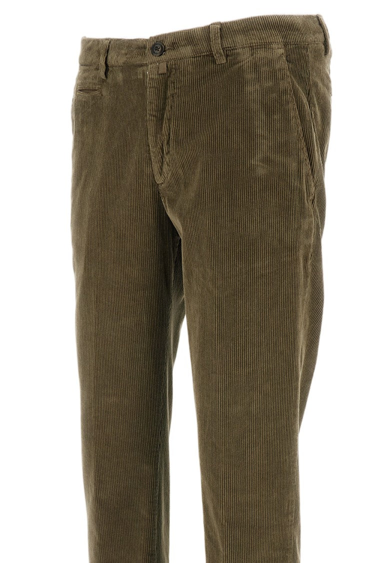 Briglia 1949 Green Cotton Corduroy Slim Straight-Leg Pants