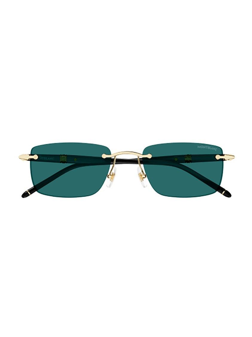 Montblanc Metallic Mb0344s Rectangular Gold Sunglasses