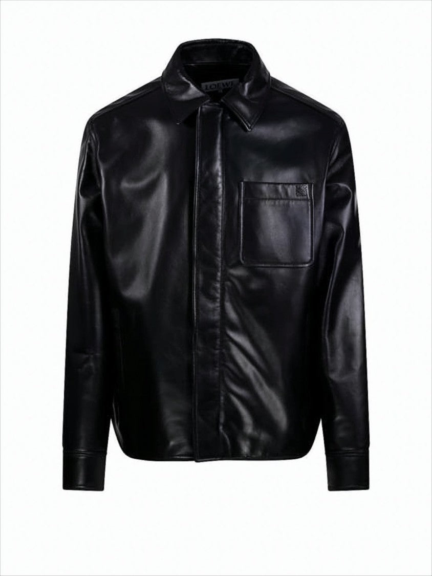 Loewe Lambskin Leather Jacket With Structured Collar