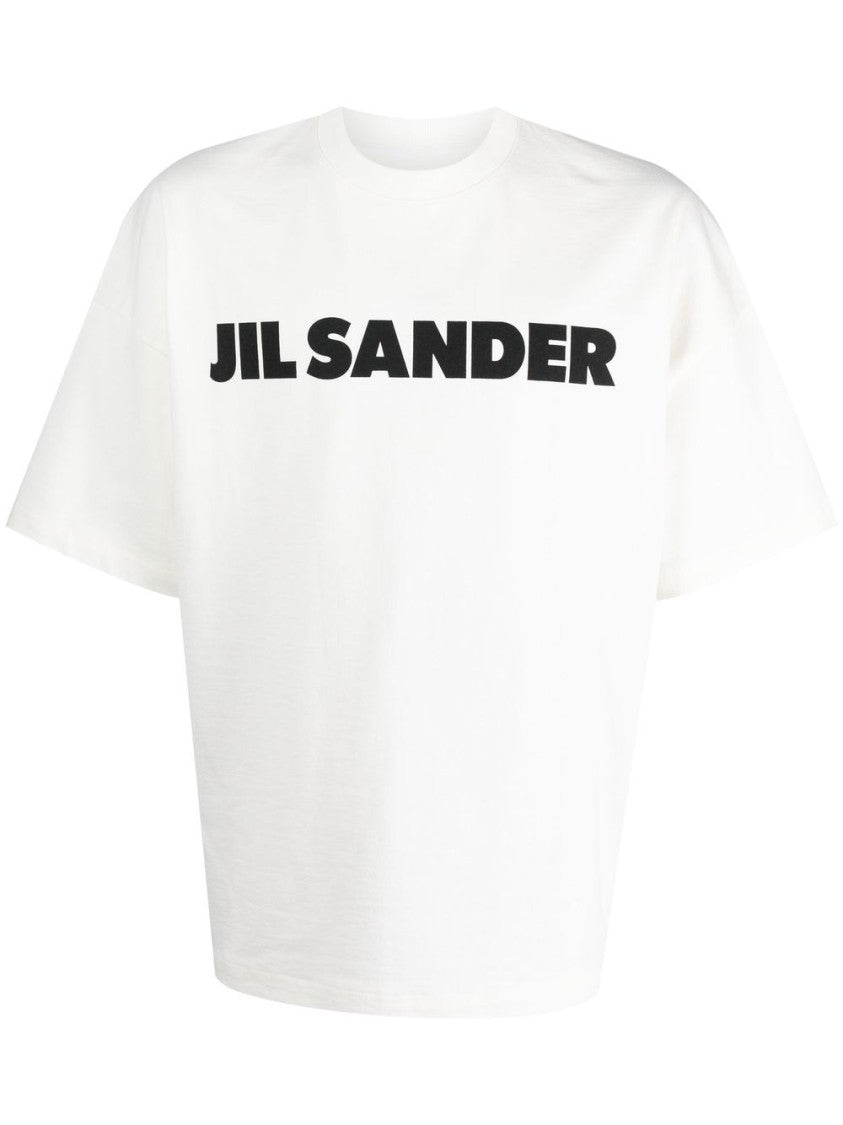 Jil Sander White Cotton T-Shirt With Logo Print