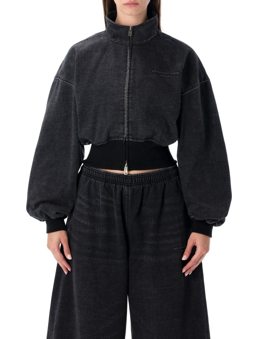 Alexander Wang Black Denim Funnel Neck Jacket