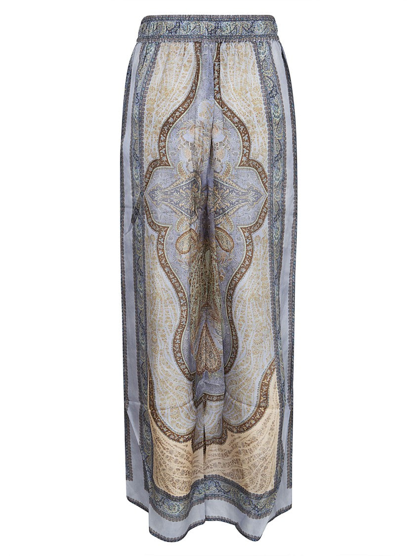 Zimmermann Silk Habotai Trousers With Gathered Waist And Wide Hem