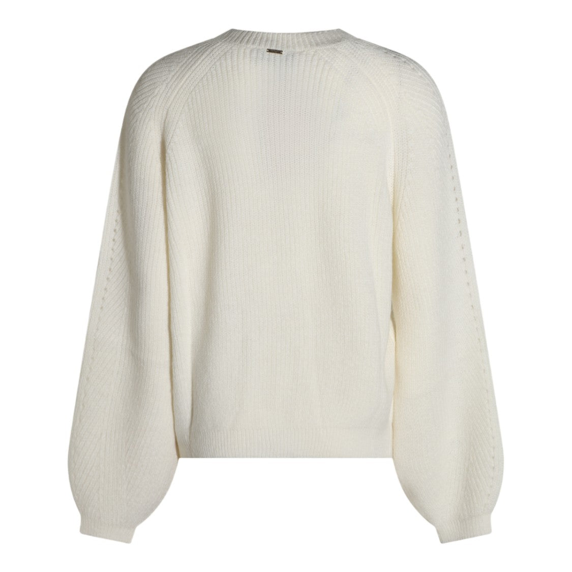 Twin-Set V-Neck Floral Appliqué Balloon Sleeve Sweater