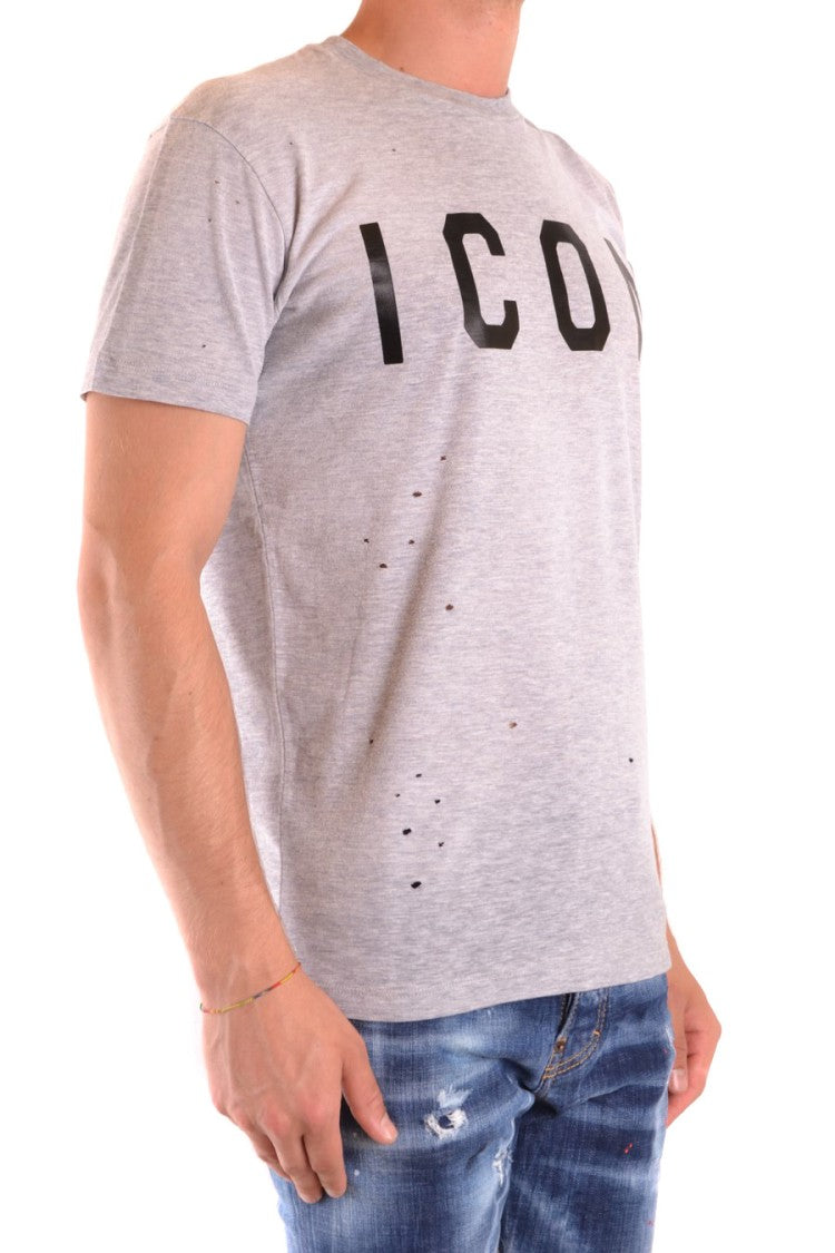 Dsquared2 Multicolor Distressed T-Shirt With Bold Icon Print