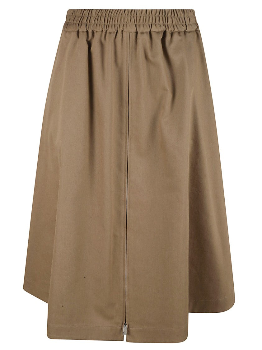 Golden Goose Mid-Calf Brown Skirt With Elastic Waistband