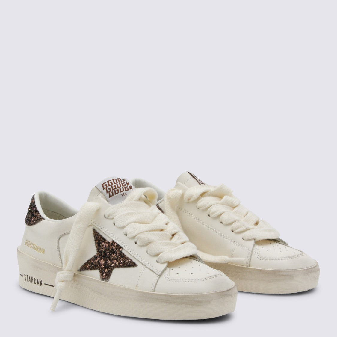Golden Goose White And Beige Leather Super Star Sneakers