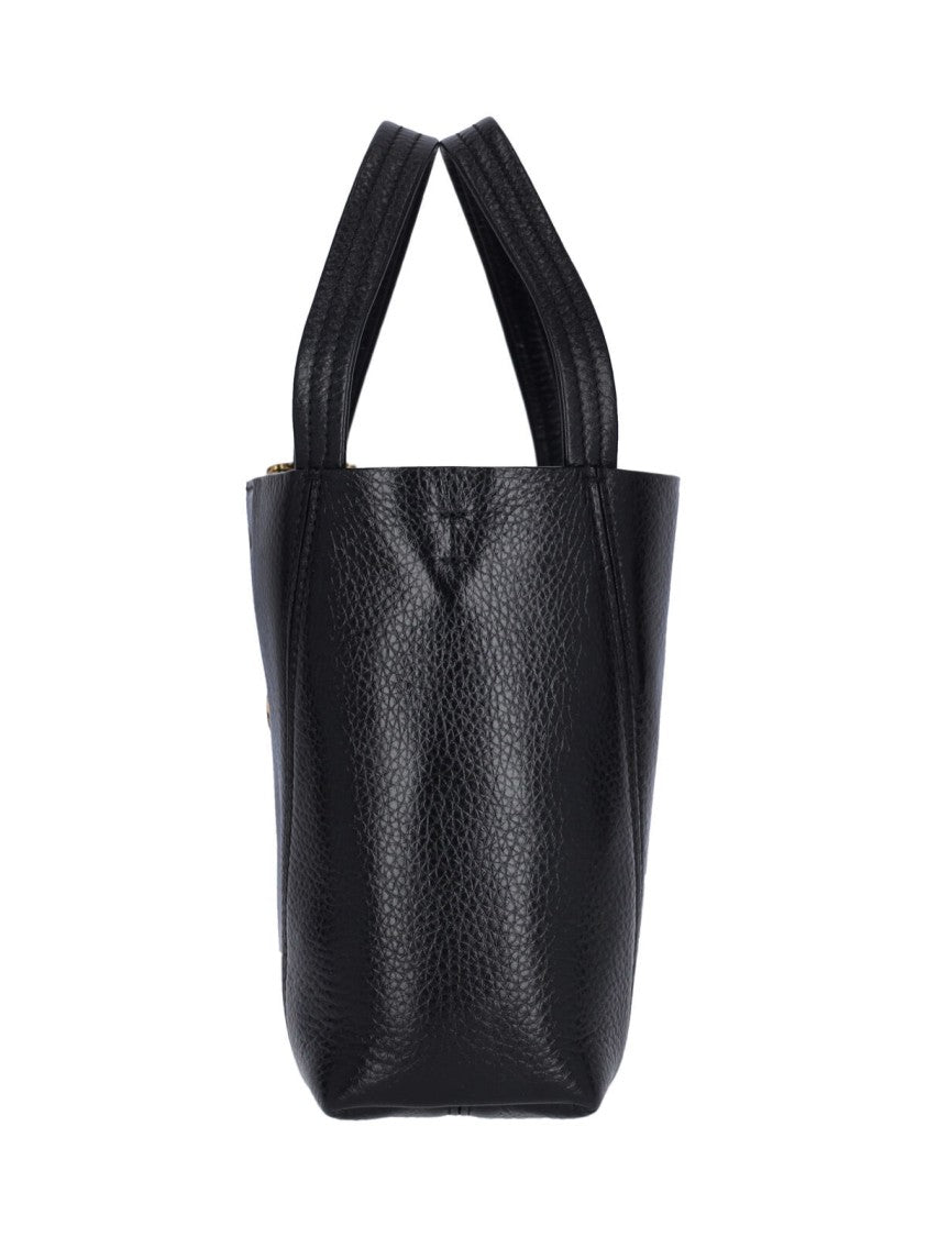 Chloé Small Hammered Leather Tote With Golden Accents