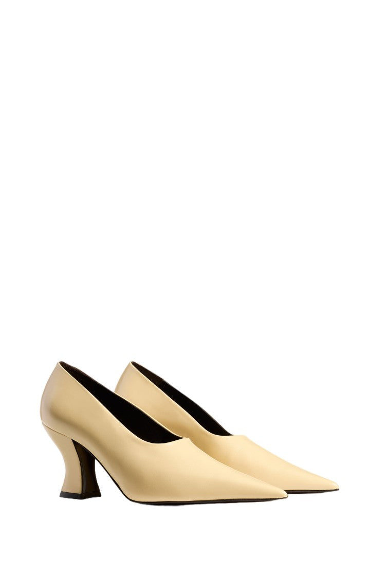 Khaite Colleen 75 Glazed Calfskin Block Heel Pumps